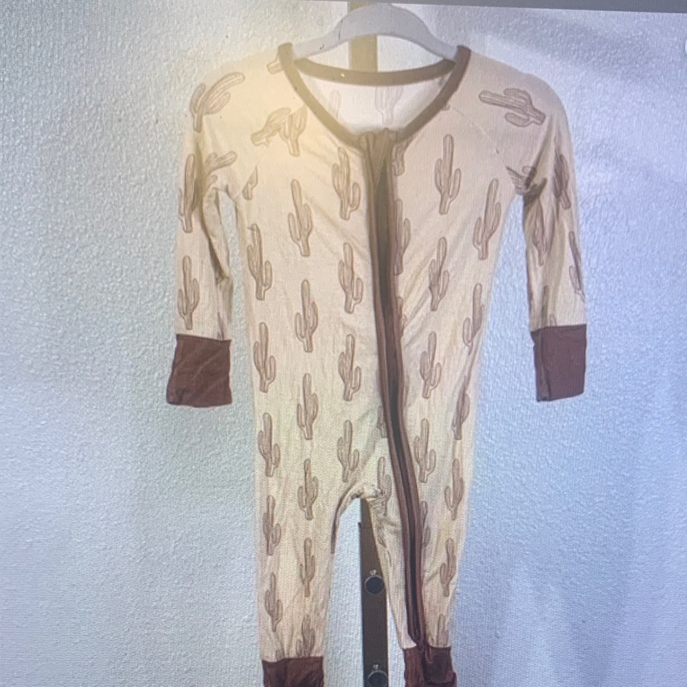 Unbranded Kids Cactus Print Beige One-Piece Pajamas